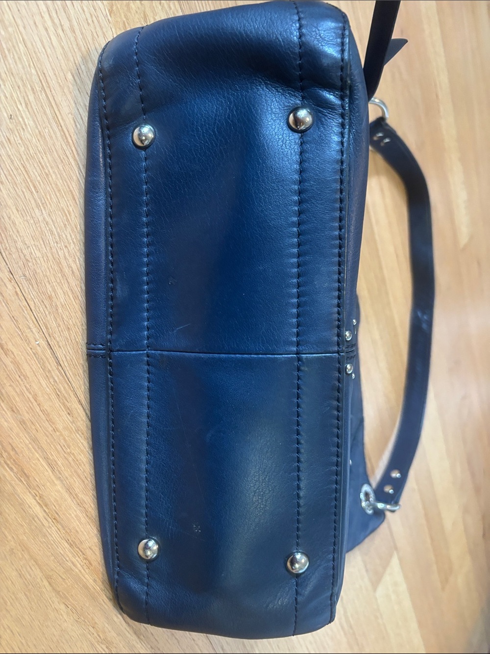 B. Makowski navy blue shoulder bag with silver studded details - Picture 6 of 6